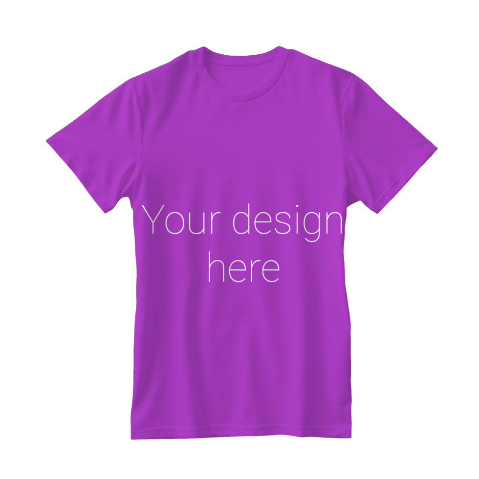 Purple t-shirt mockup without background, front view psd