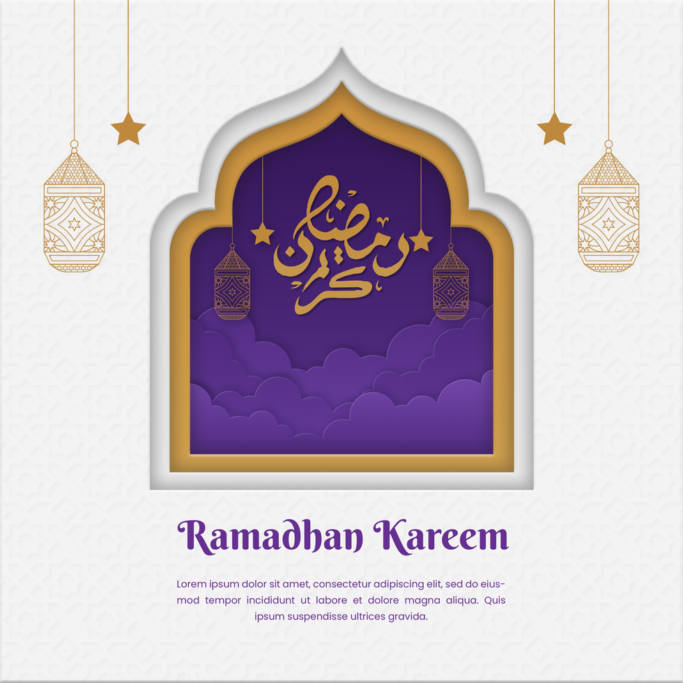 Ramadhan Kareem Greeting Postcard Minimalist Elegant Design psd