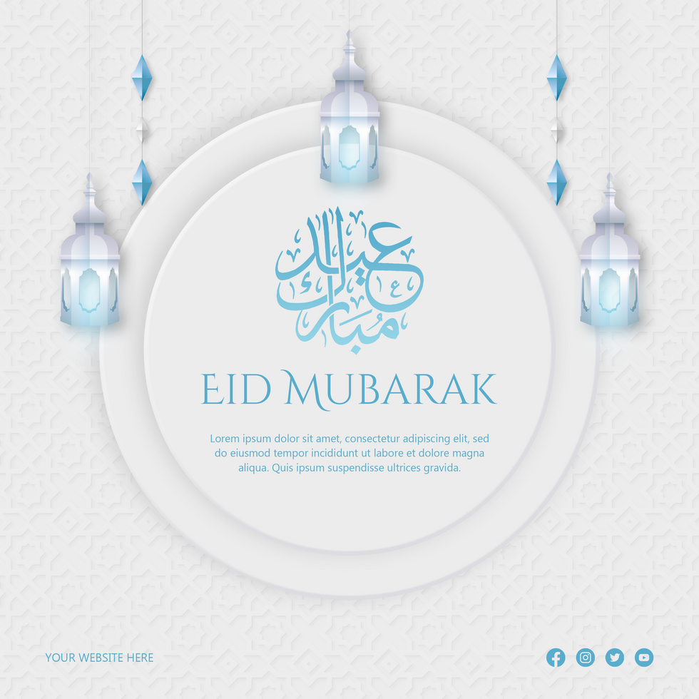 Eid Mubarak Greeting Post Card Minimalist Elegant Template Design psd