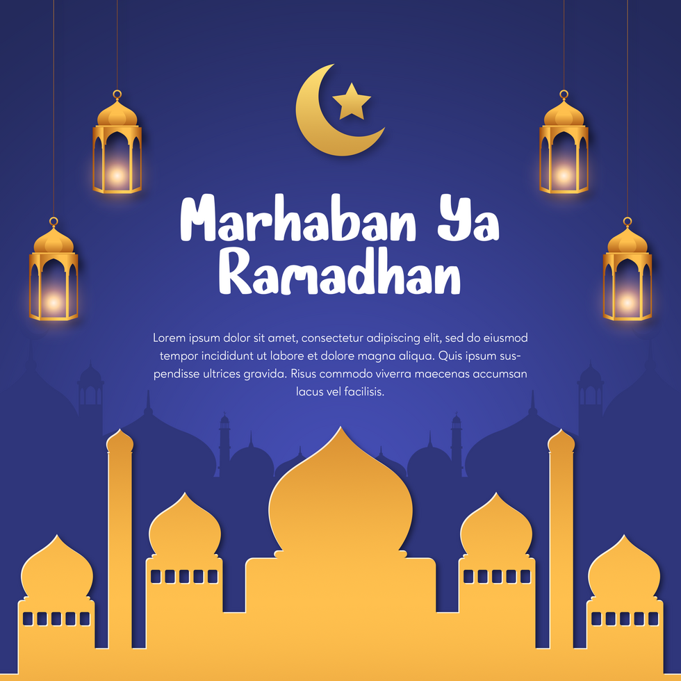 Marhaban Ya Ramadan Minimalist Greeting Postcard Design Template psd