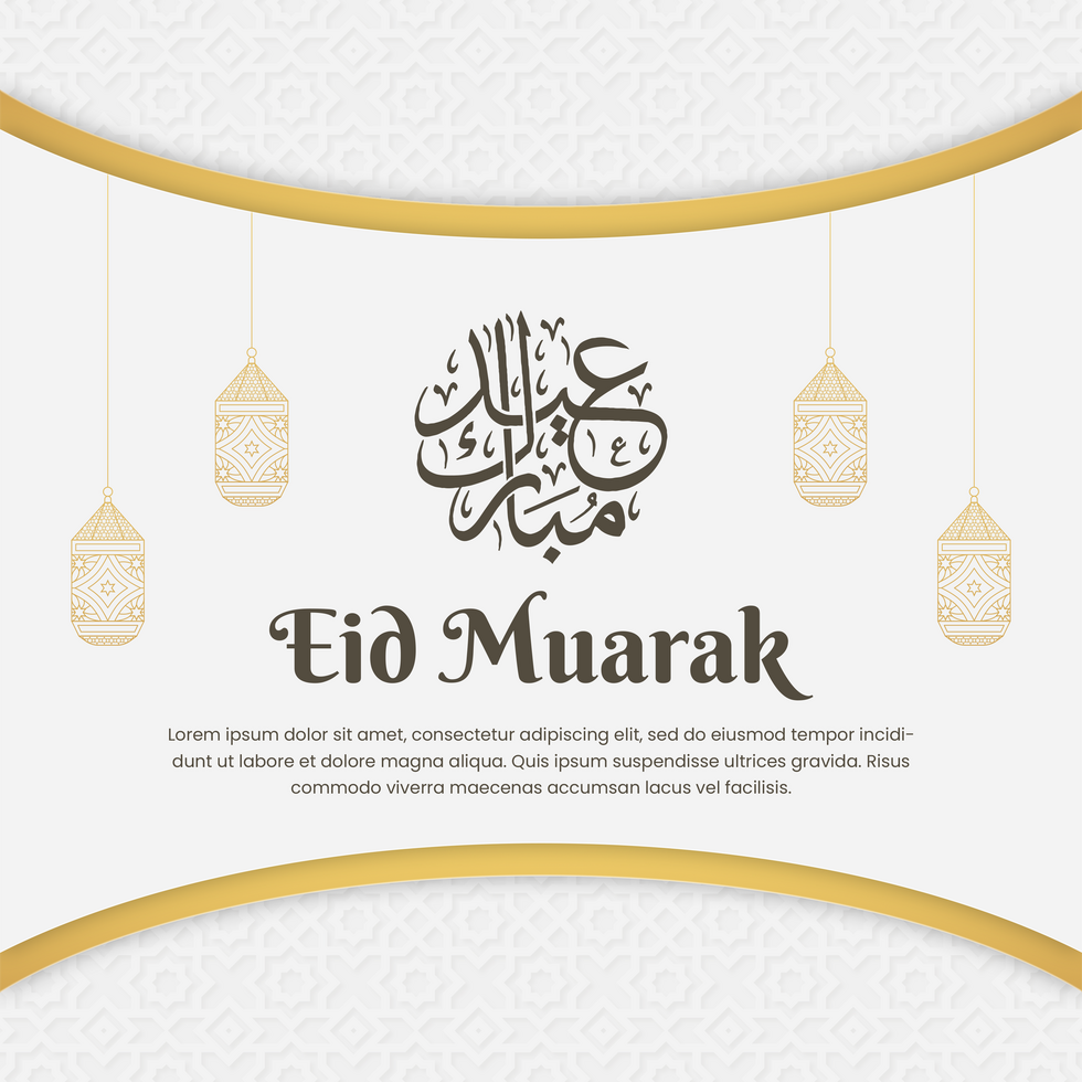 Eid Mubarak Greeting Post Card Template Minimalist Design psd