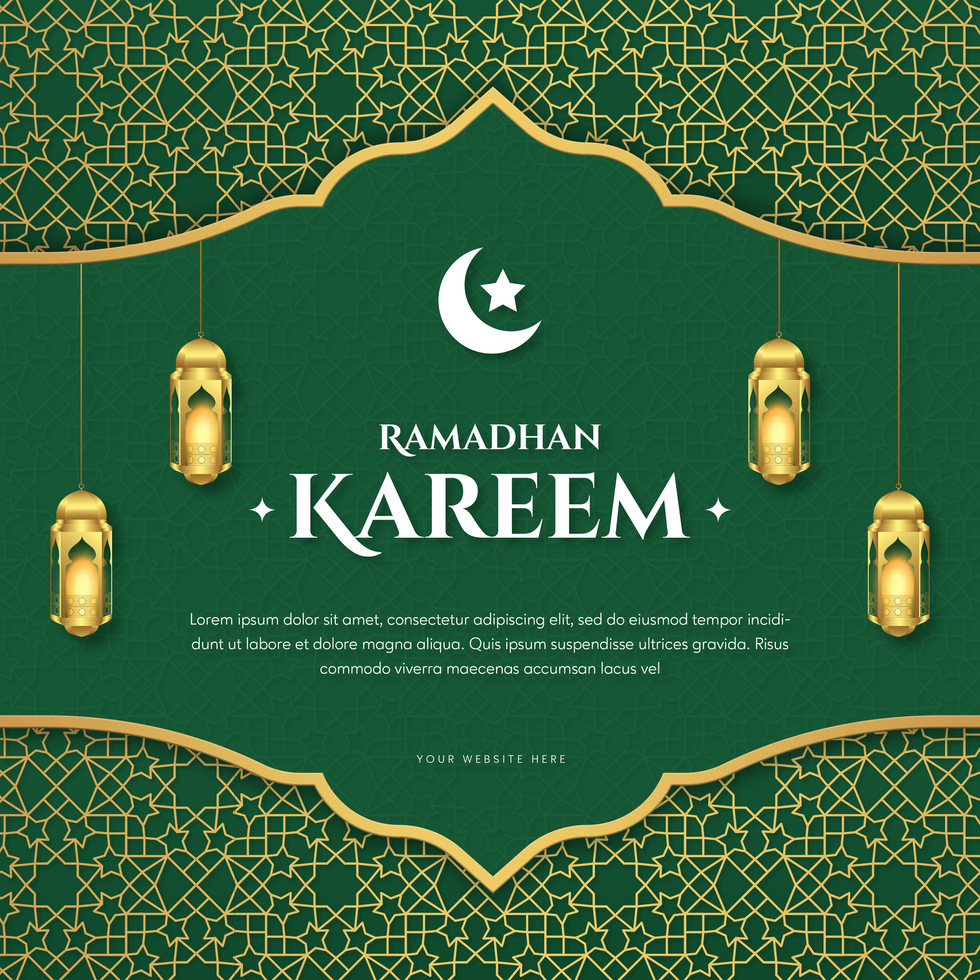 Ramadan Kareem Green Theme Greeting Card Design Template psd