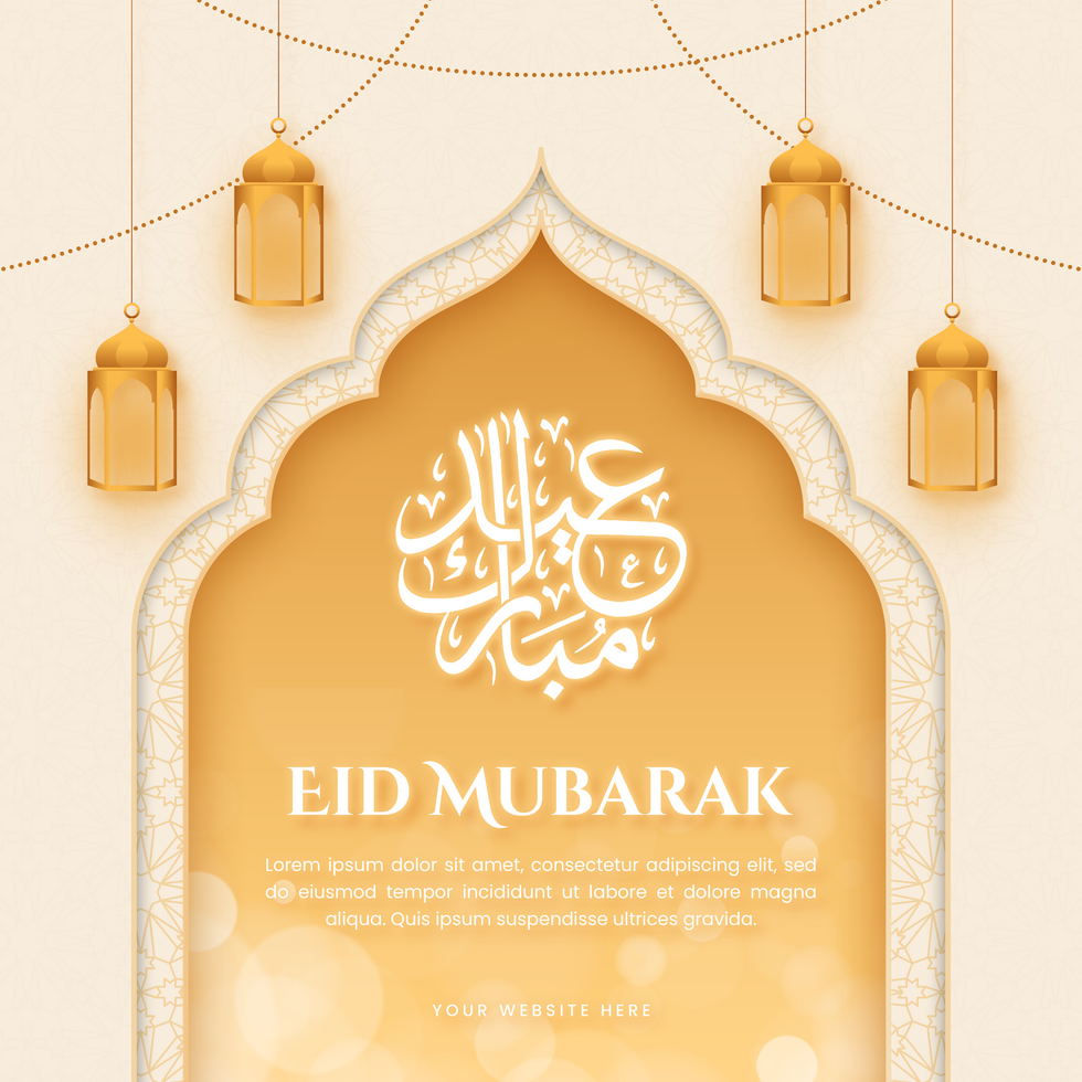 Eid Mubarak Elegant Greeting Postcard Design Template psd