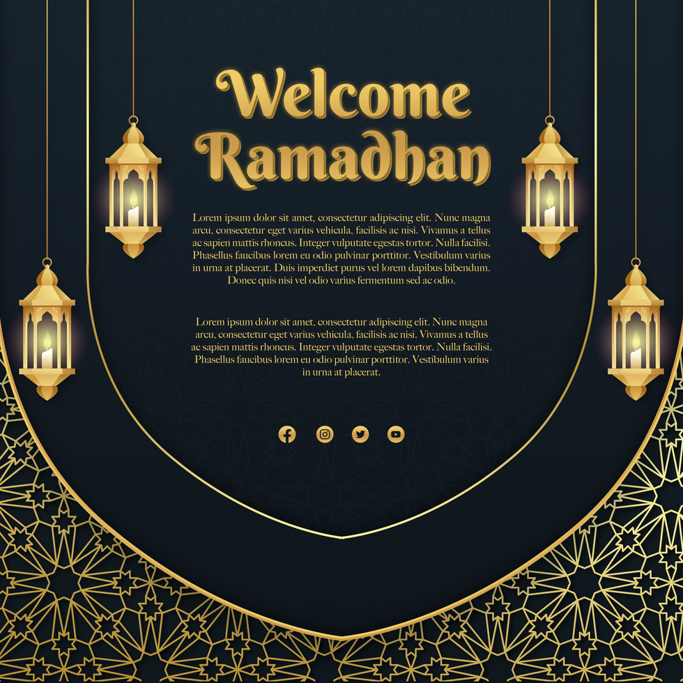 Welcome Ramadan Luxury Design Greeting Postcard Template psd