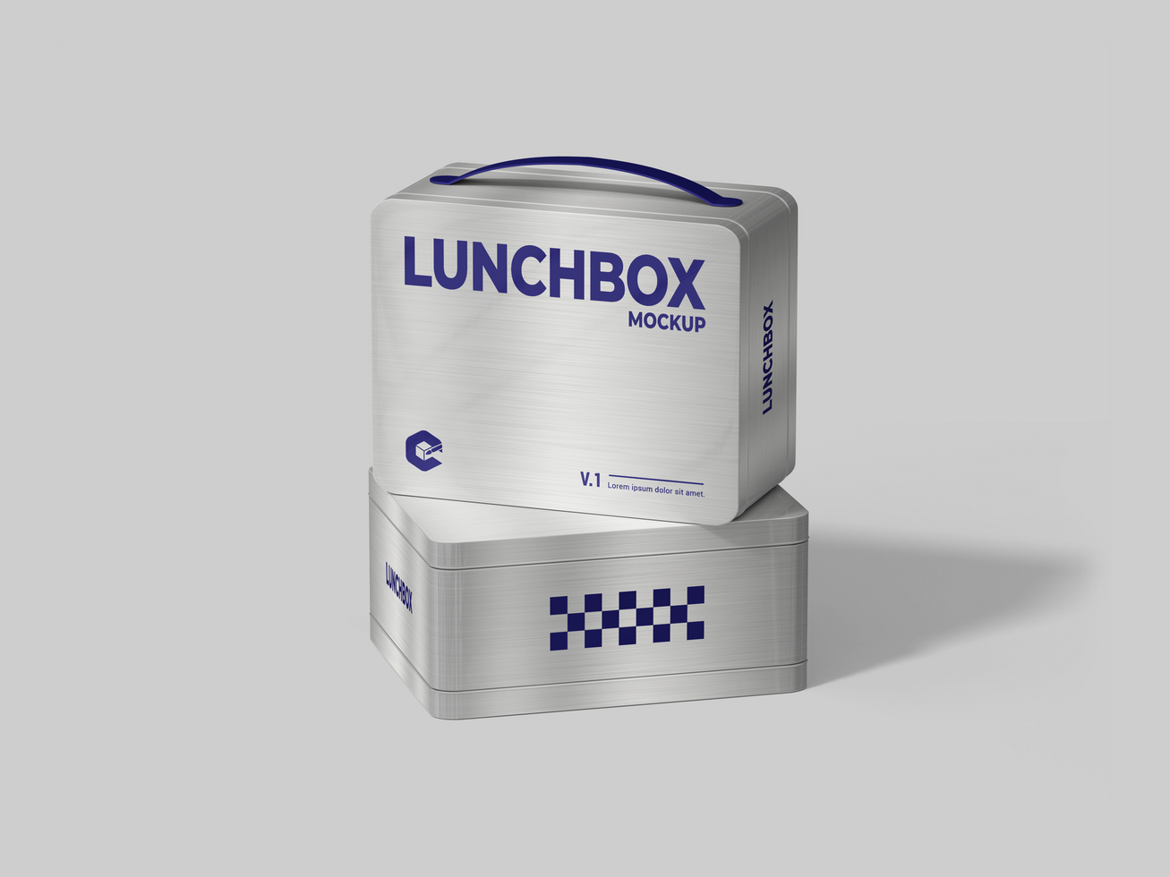 Blank Lunch Box Mockup - Medium size packaging box in Metal Texture psd