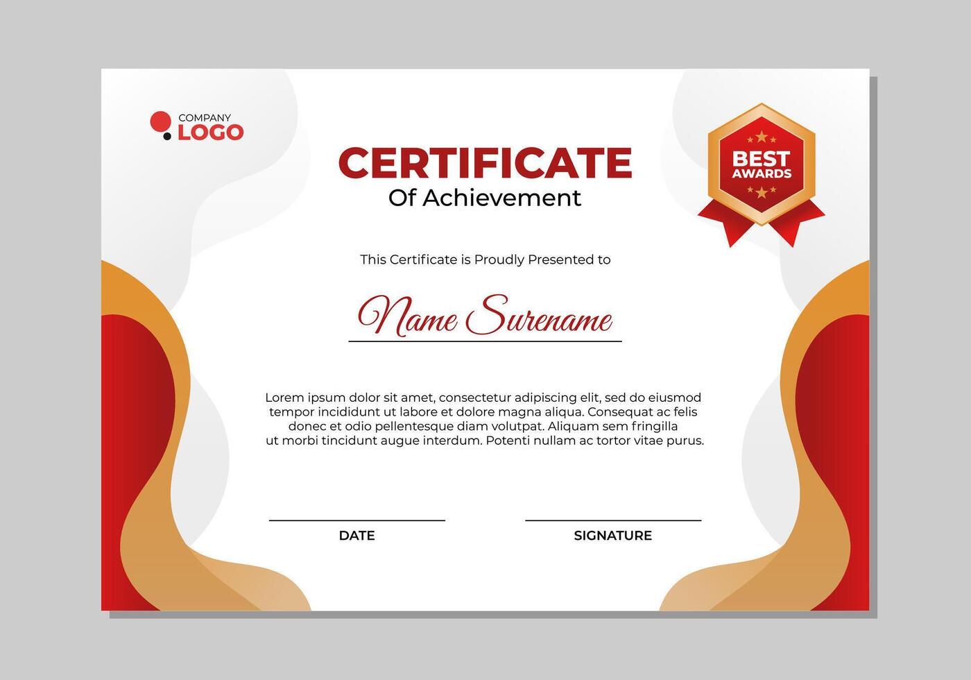 Achievement certificate template design vector