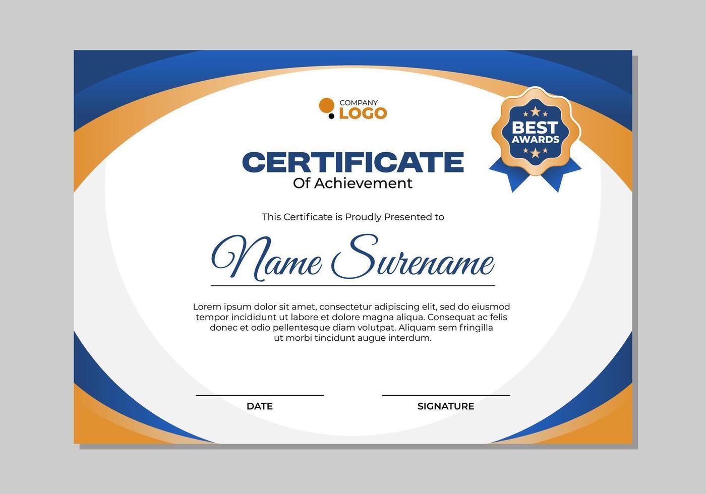 Certificate template design with curve background vector