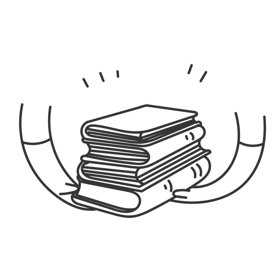 hand drawn doodle stack of books illustration vector
