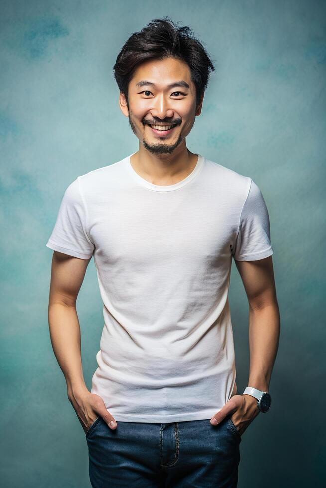 Japanese Hourglass Working Professional, Chic, Harmonious, White Oversized T-Shirt 3D Rendering, Ideal For A Mockup for Corporate, Non-profit, Fashion photo