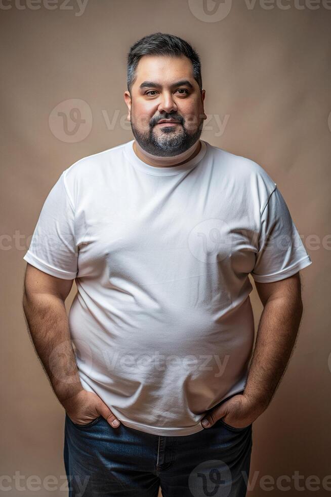 Argentine Overweight Middle-Aged, Contemporary, Polished, T-Shirt 3D Rendering, Suitable For Design Mockups And Print Applications for Educational, Community, Technology photo