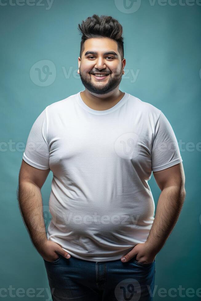 Egyptian Endomorph Fatty College Boy, Innovative, Polished, White Oversized T-Shirt 3D Rendering, White T-Shirt Ideal For Design Mockups And Apparel Presentations for Portfolio, Marketplace, Events photo