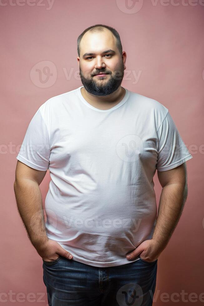 French Overweight Working Professional, Elegant, Polished, Mockup T Shirt Template, Suitable For Design Mockups And Print Applications for Blog, Wedding, Events photo