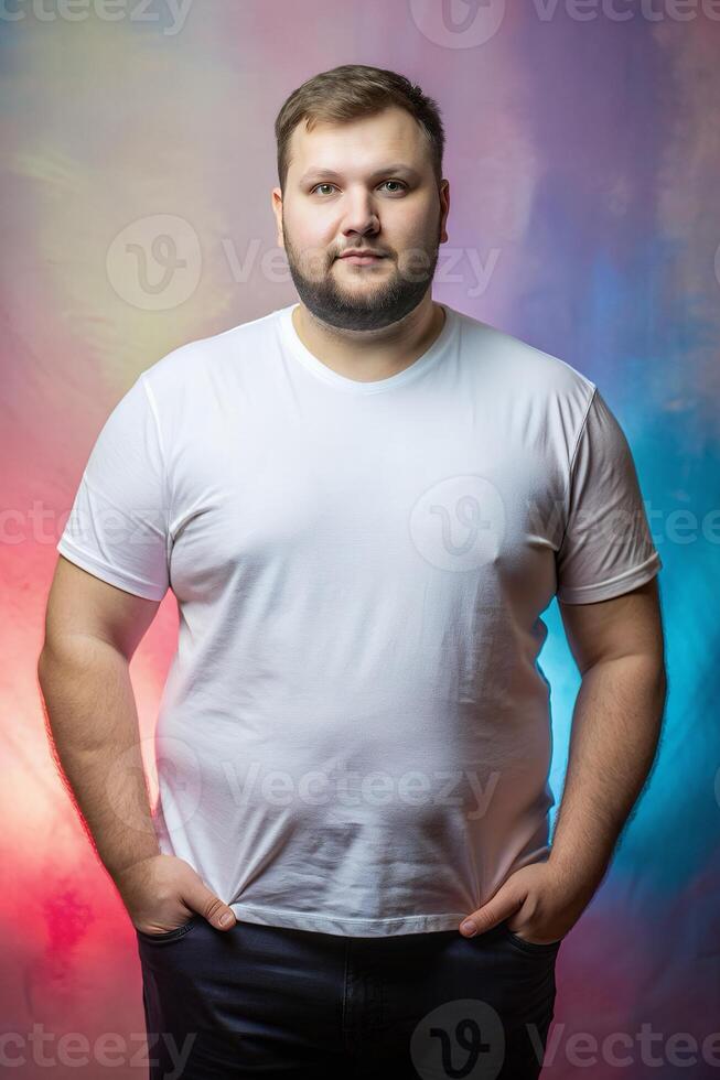 Russian Overweight Adult, Elegant, Bold, Half Sleeves, Universal Clothing for News, Health and Fitness, Events photo