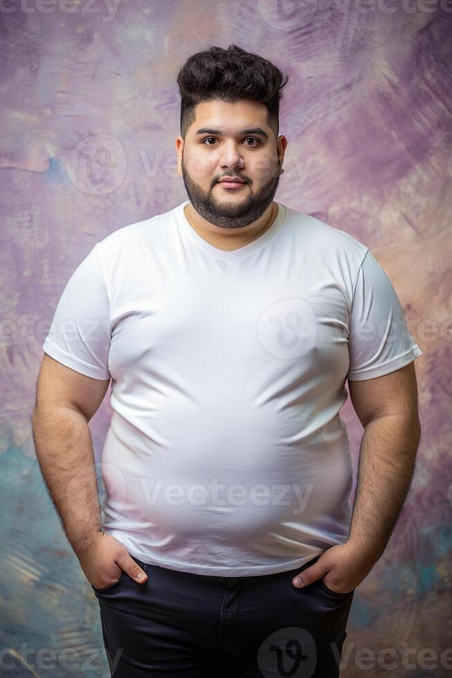 Egyptian Obese College Boy, Stylish, Polished, White Oversized T-Shirt 3D Rendering, Suitable For Design Mockups And Print Applications for Portfolio, Photography, Fashion photo