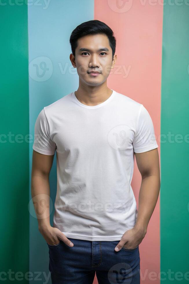 Indonesian Rectangular Gym Guy, Sleek, Balanced, White Oversized T-Shirt 3D Rendering, Template Of Fashion Clothes for Multi-purpose, Photography, Fashion photo