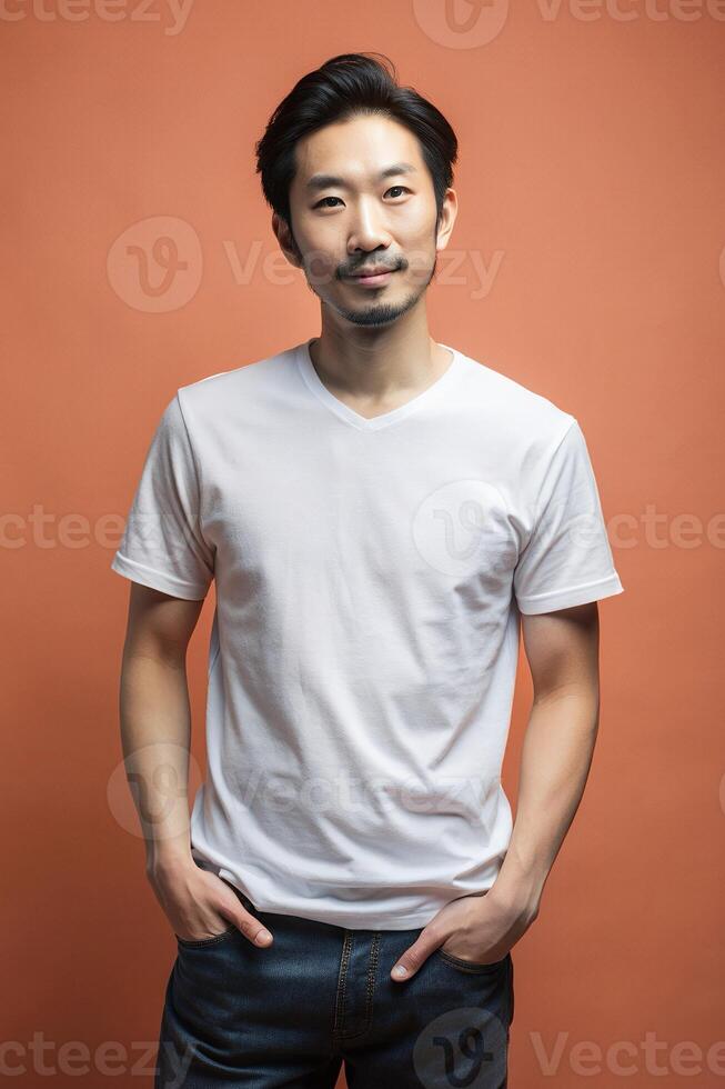 Japanese Rectangular Adult, Refined, Harmonious, Mockup T Shirt Template, Suitable For Design Mockups And Print Applications for News, Community, Creative Agency photo