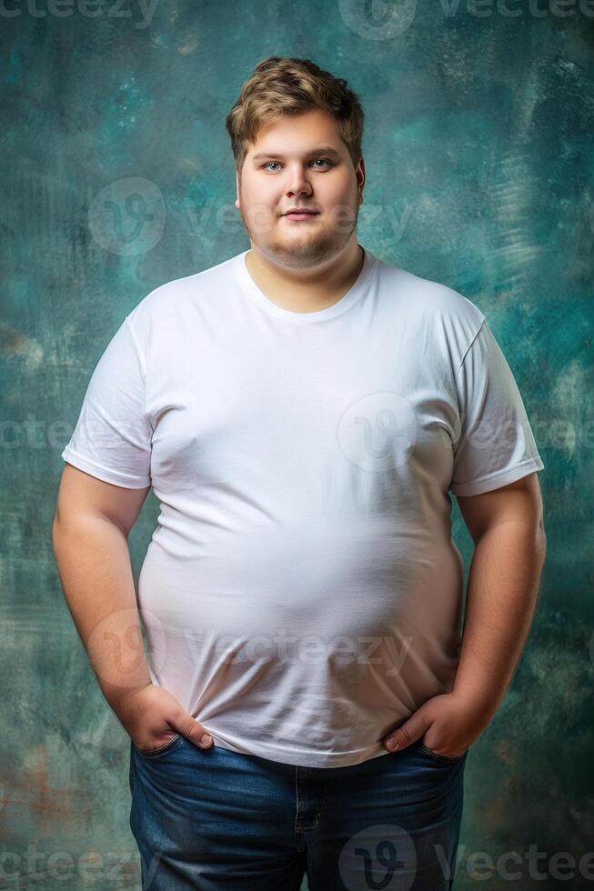 German Endomorph Fatty College Boy, Sophisticated, Polished, Half Sleeves, Universal Clothing for Corporate, Non-profit, Creative Agency photo