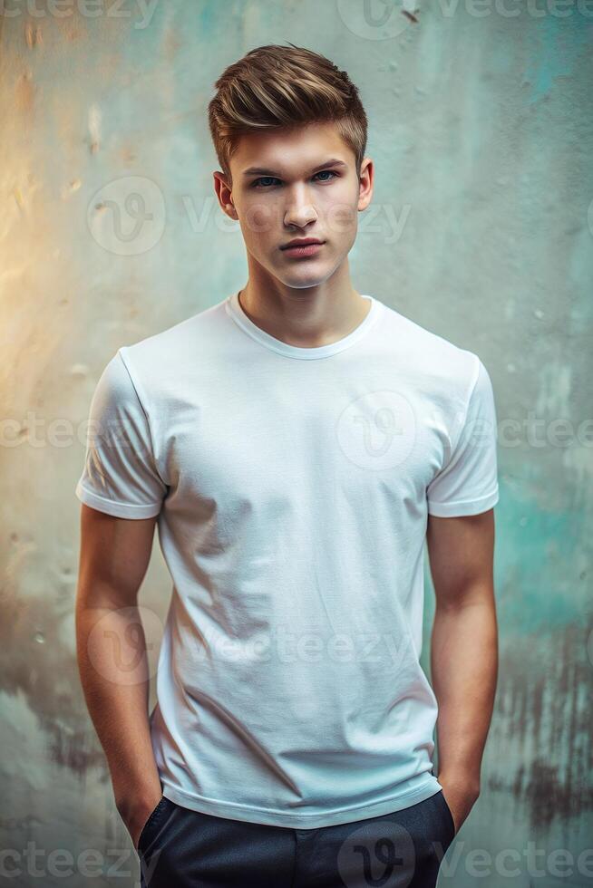 Canadian Athletic College Boy, Stylish, Artistic, White Oversized T-Shirt 3D Rendering, Suitable For Design Mockups And Print Applications for Corporate, Marketplace, Fashion photo