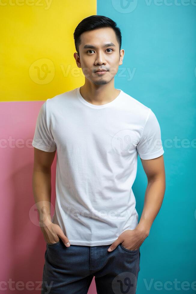Indonesian Rectangular Gym Guy, Sleek, Crisp, Half Sleeves, Suitable For Design Mockups And Print Applications for Blog, Real Estate, Events photo