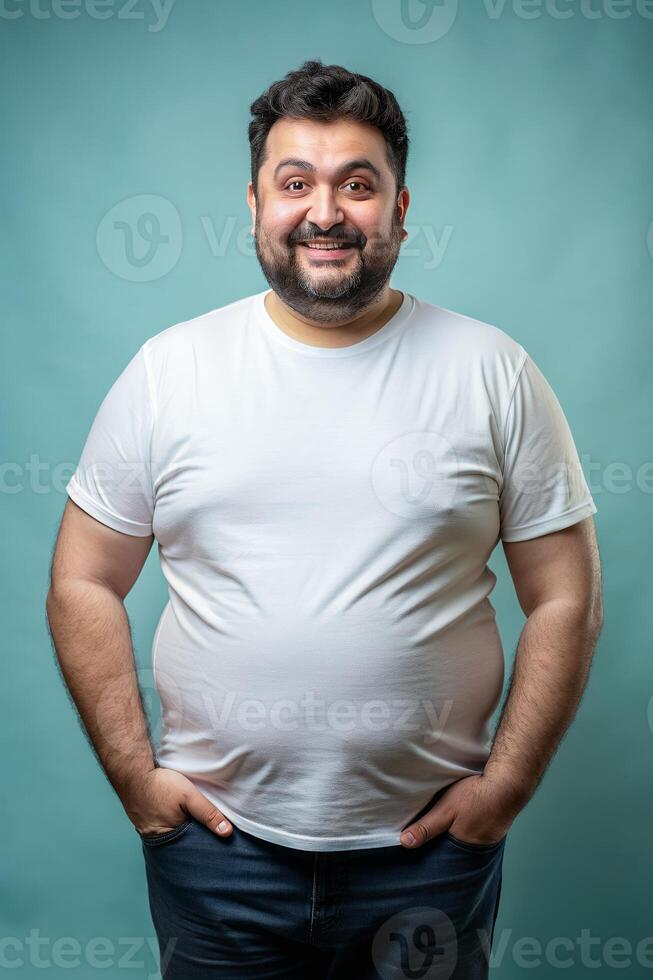 Turkish Overweight Middle-Aged, Contemporary, Bold, Half Sleeves, Ideal For A Mockup for Retail, Community, Music photo
