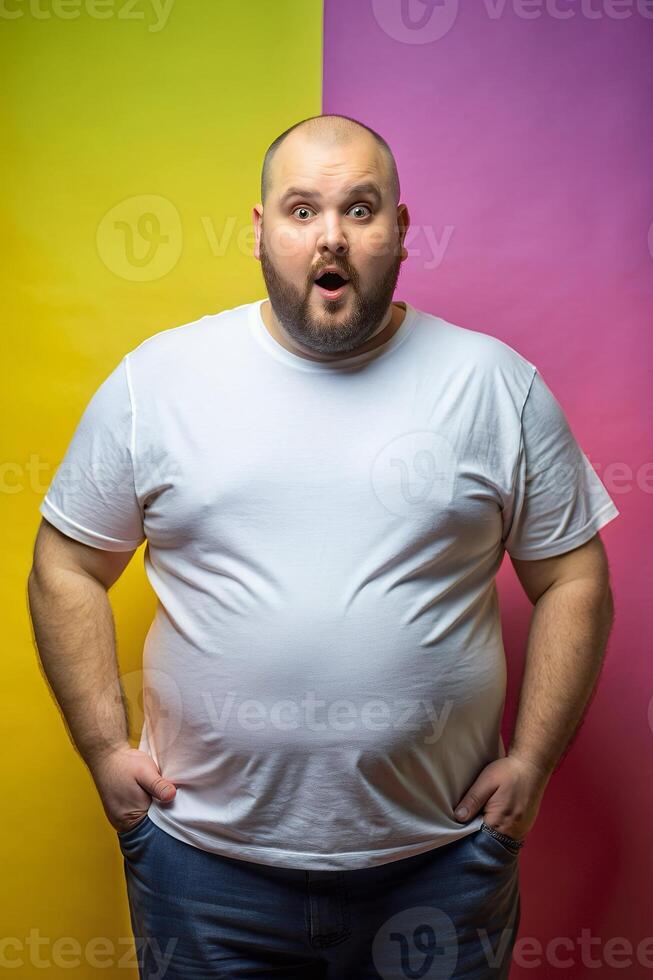 English Obese Gym Guy, Contemporary, Balanced, T-Shirt 3D Rendering, Ideal For A Mockup for Business, Non-profit, Fashion photo