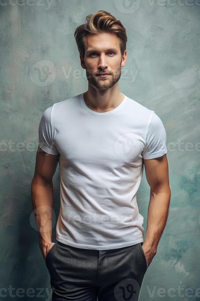 Swedish Lean Healthy Working Professional, Refined, Crisp, White Oversized T-Shirt 3D Rendering, Suitable For Design Mockups And Print Applications for Magazine, Entertainment, Events photo