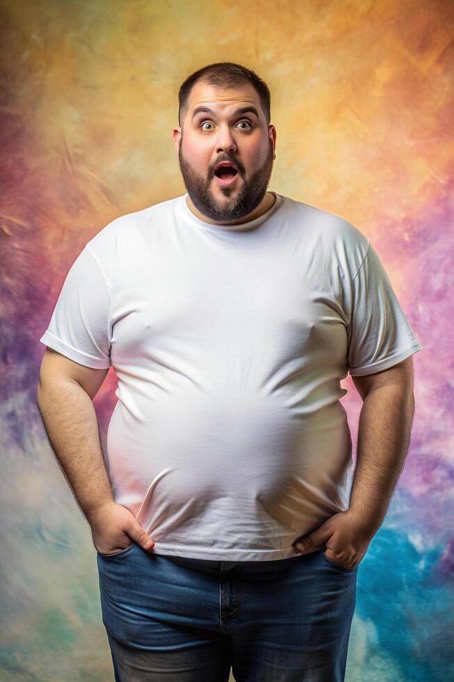 Greek Obese Gym Guy, Elegant, Futuristic, Mockup T Shirt Template, Suitable For Design Mockups And Print Applications for Educational, Restaurant, Creative Agency photo