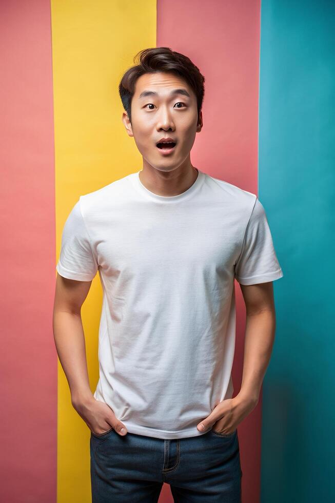 Korean Rectangular Adult, Innovative, Polished, Mockup T Shirt Template, T Shirt White Model for Business, Personal, Events photo