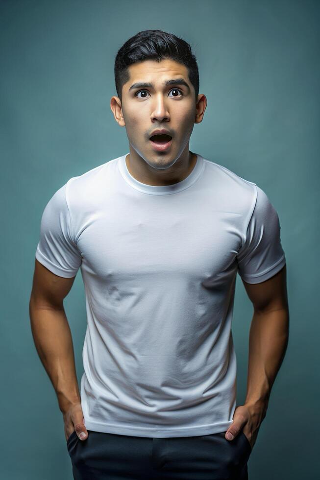 Mexican Athletic Gym Guy, Contemporary, Simple, White Oversized T-Shirt With Blank Space, T Shirt White Model for Corporate, Personal, Music photo