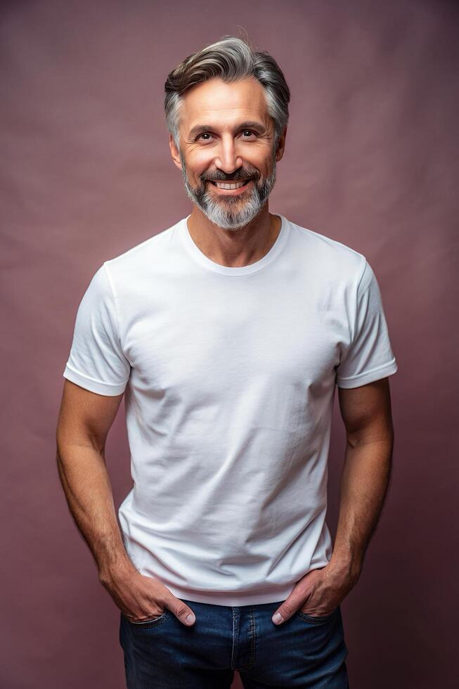 American Athletic Middle-Aged, Chic, Simple, Unisex T Shirt Mockup, Suitable For Design Mockups And Print Applications for Blog, Community, Events photo