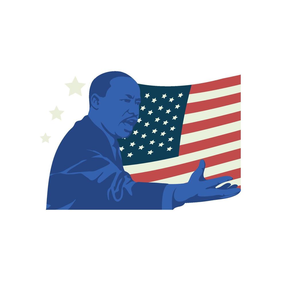 Martin luther king jr on the american flag vector