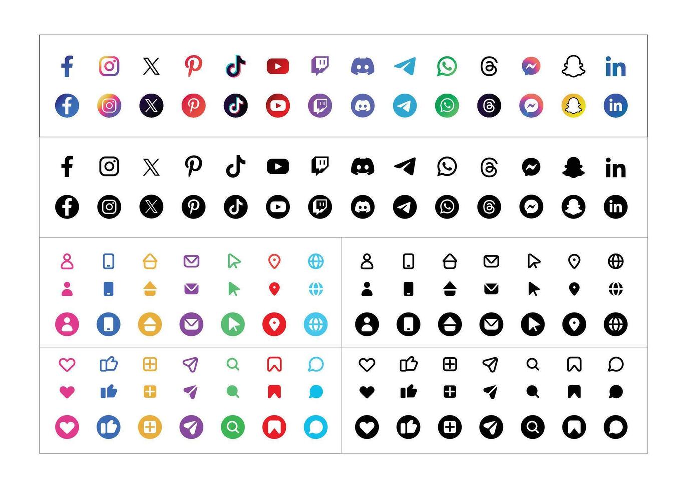 Realistic social media logotype collection of vector