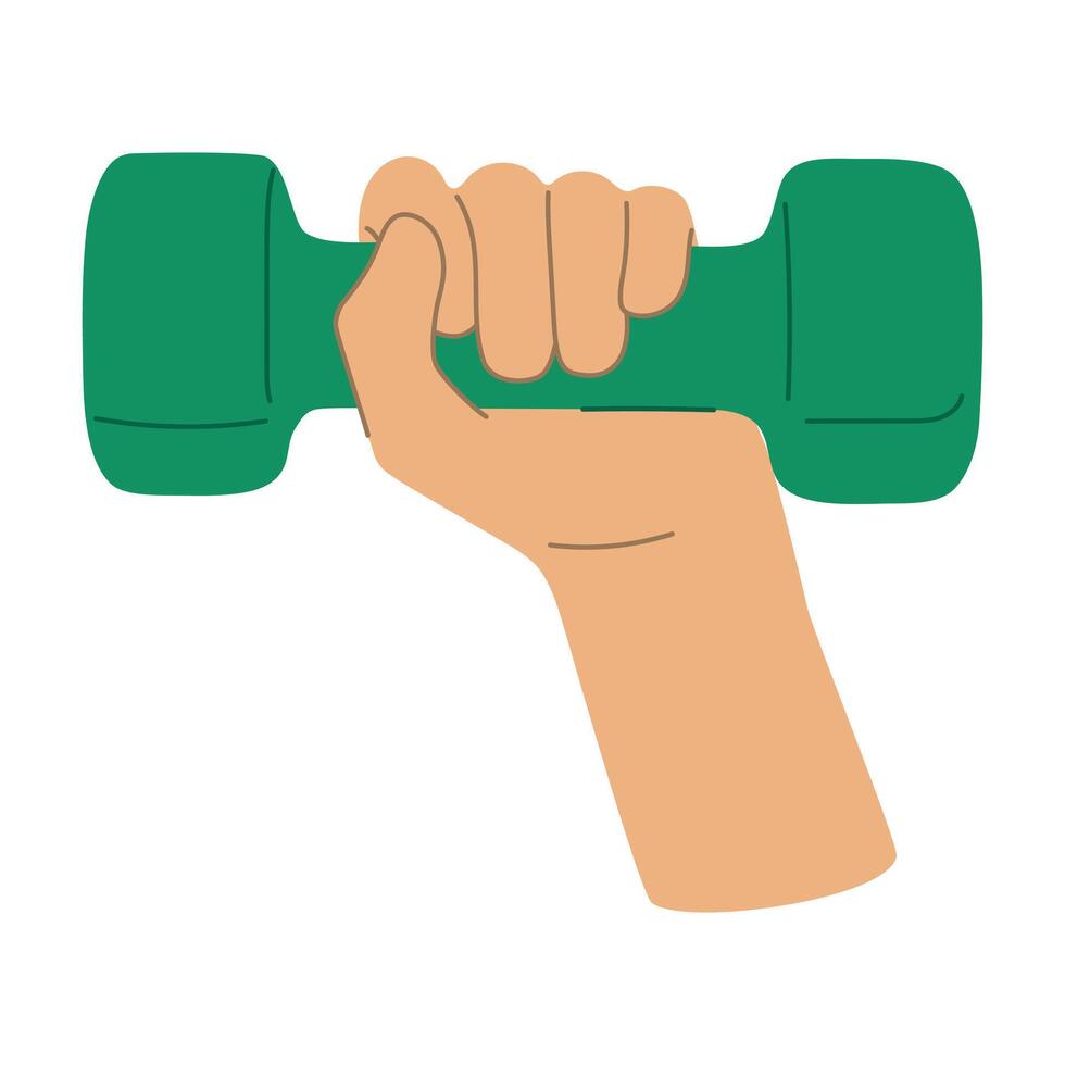 Dumbbell in hand, fitness concept, arm strength, sport and healthy lifestyle vector