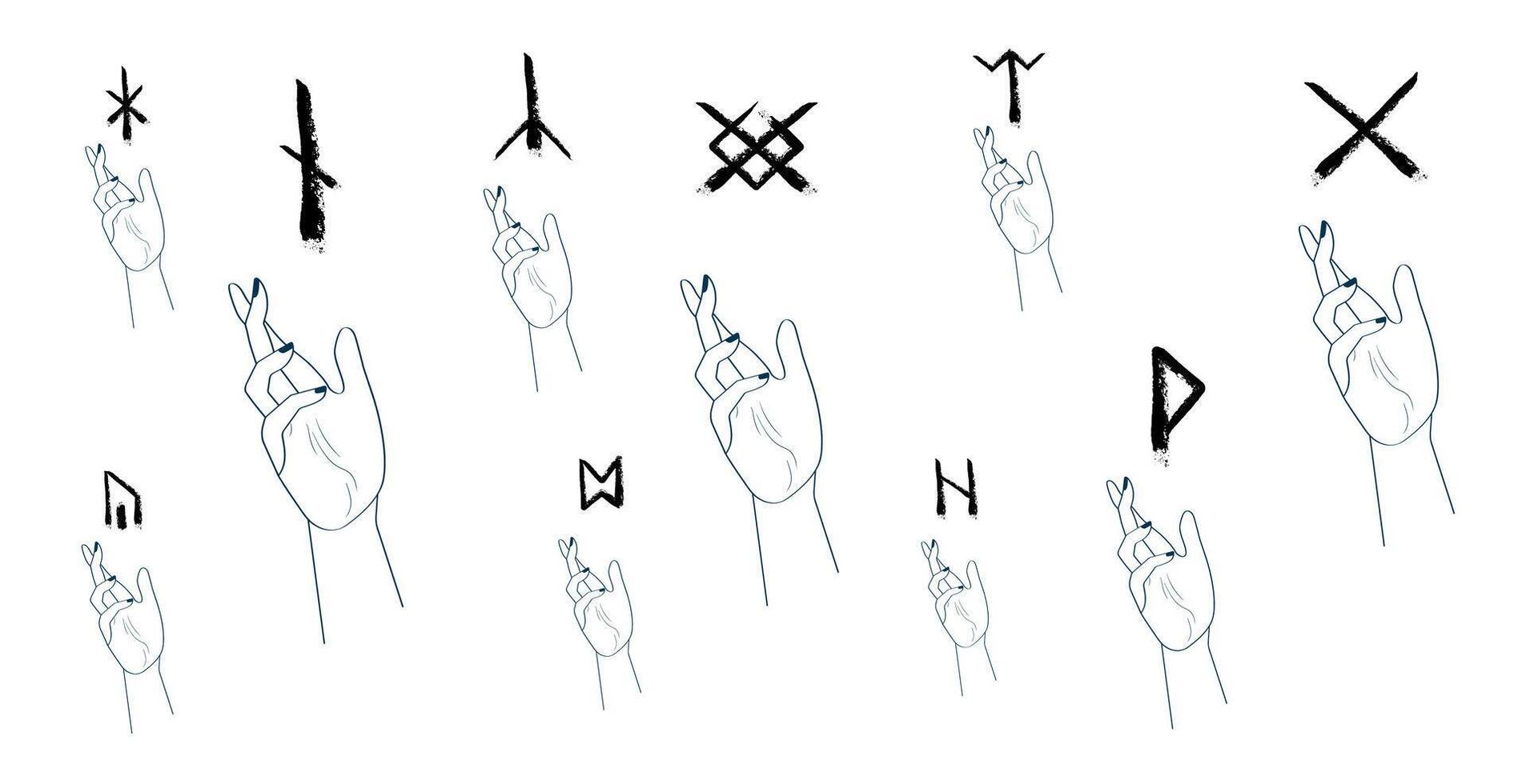 a Drawing of a Hand with Rune symbols on it vector
