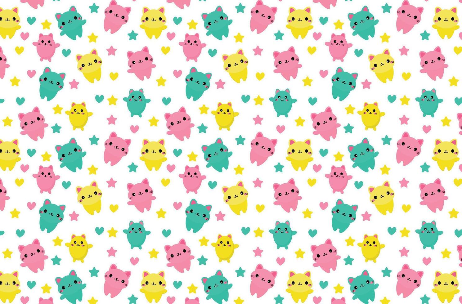 Kitten children's print, texture, paper, cute fluffy cat, pattern vector