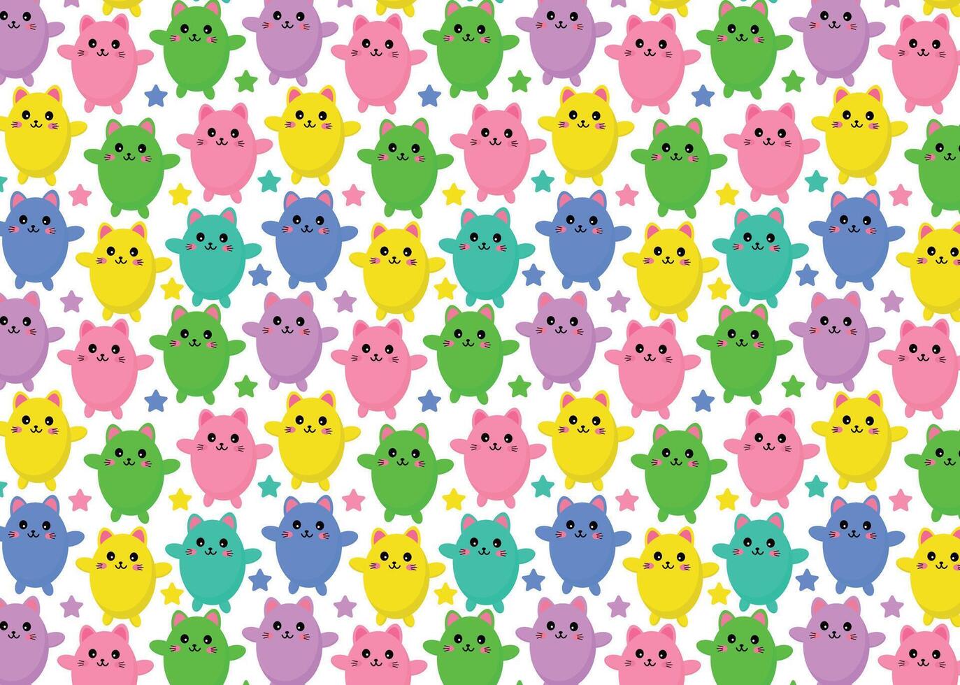 Kitten children's print, texture, paper, cute fluffy cat, pattern vector