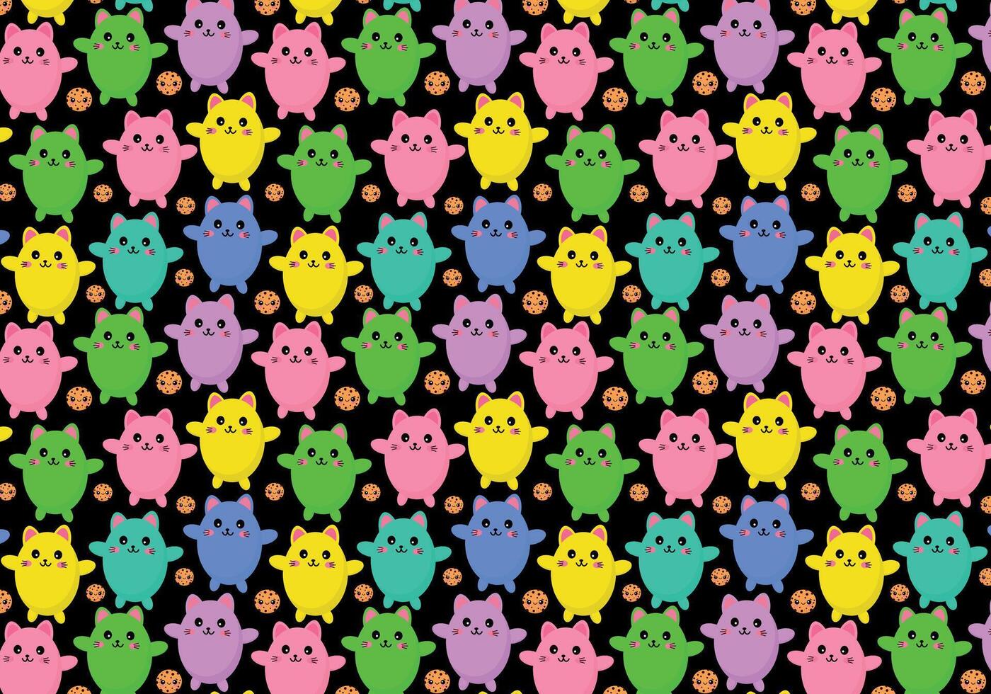 Kitten children's print, texture, paper, cute fluffy cat, pattern vector