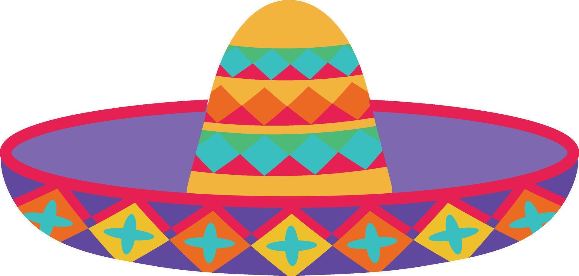 Sombrero hat illustration. Traditional Mexican costume element isolated on white background. Cinco de Mayo hat. vector