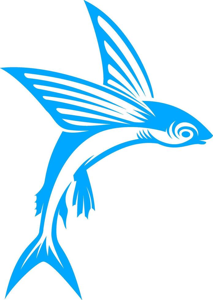 Blue Flying Fish Logo Design vector