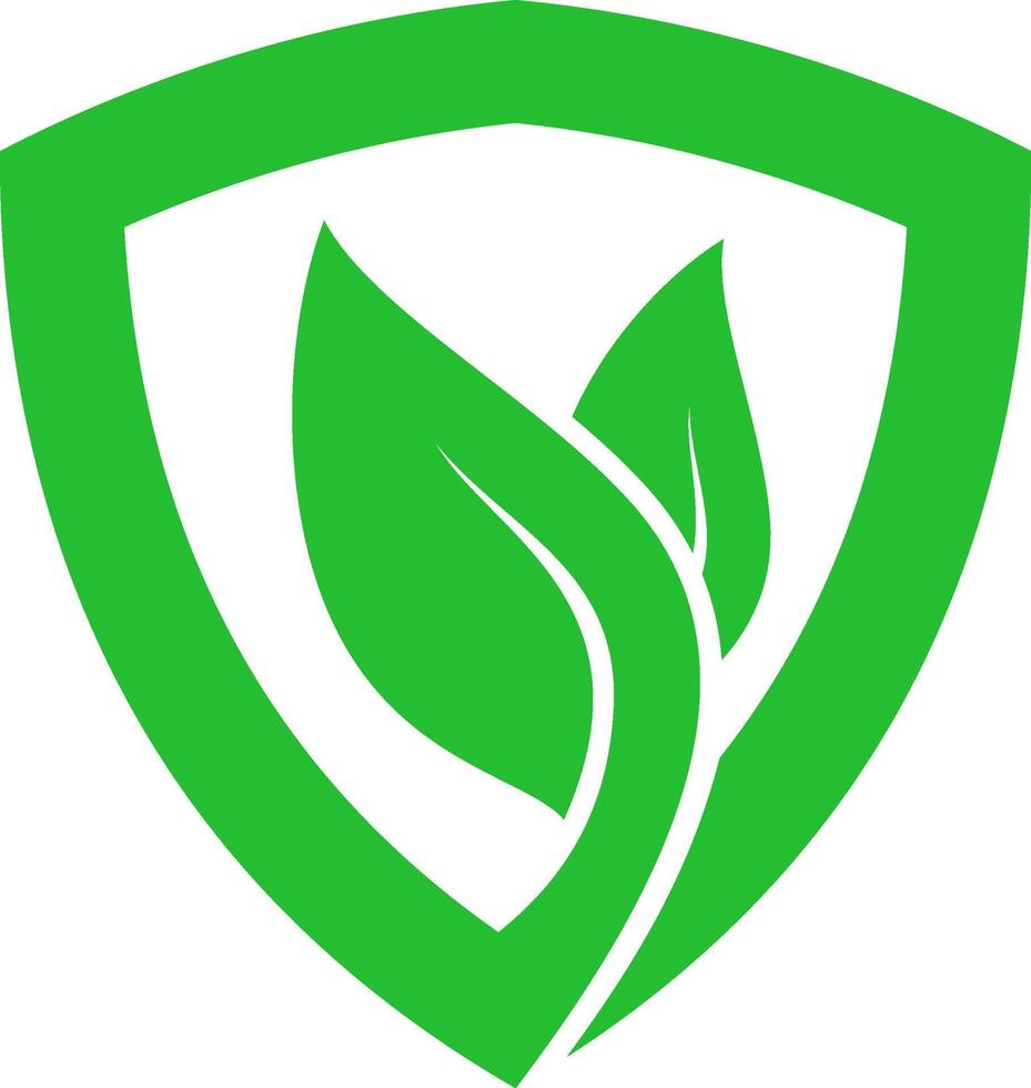 Green LEaf and Shield Logo Design vector