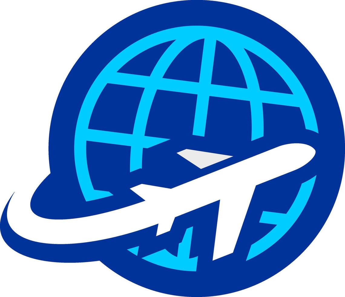 Air Plane Travel around Globe Logo Design vector