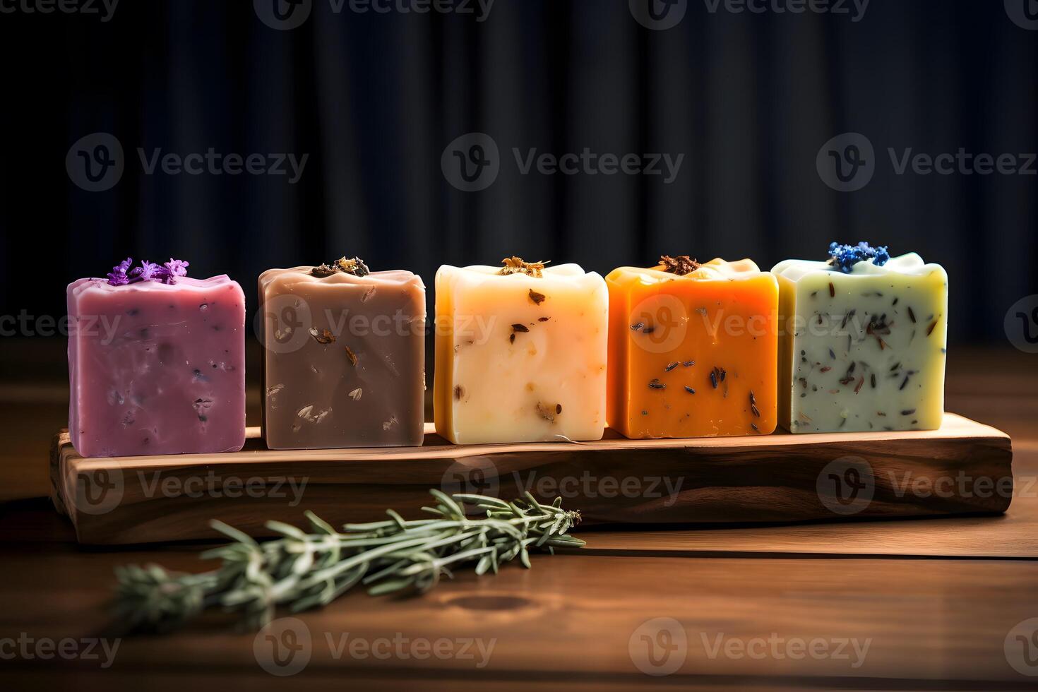 Pieces of soap with different scents. Handmade soap. Careful skin care photo