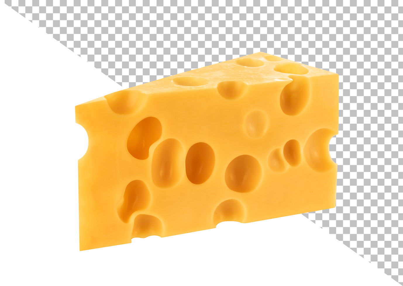 Swiss cheese triangle isolated on white background psd