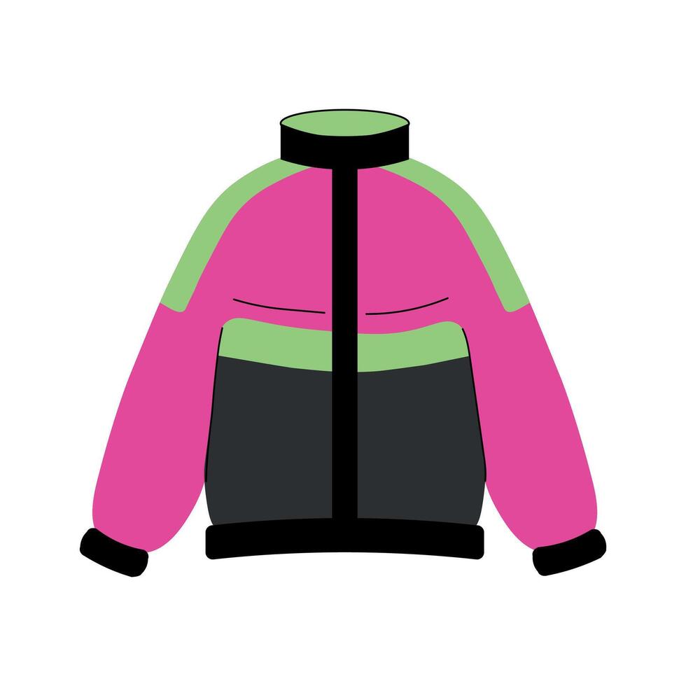 Clothes in the style of the 90s. Street style, nostalgia. Neon windbreakers on a white background. illustration vector