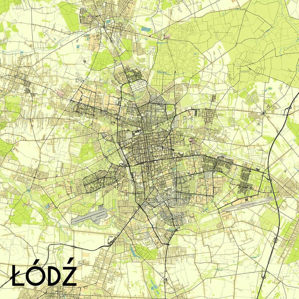 Lodz, Poland map poster art vector