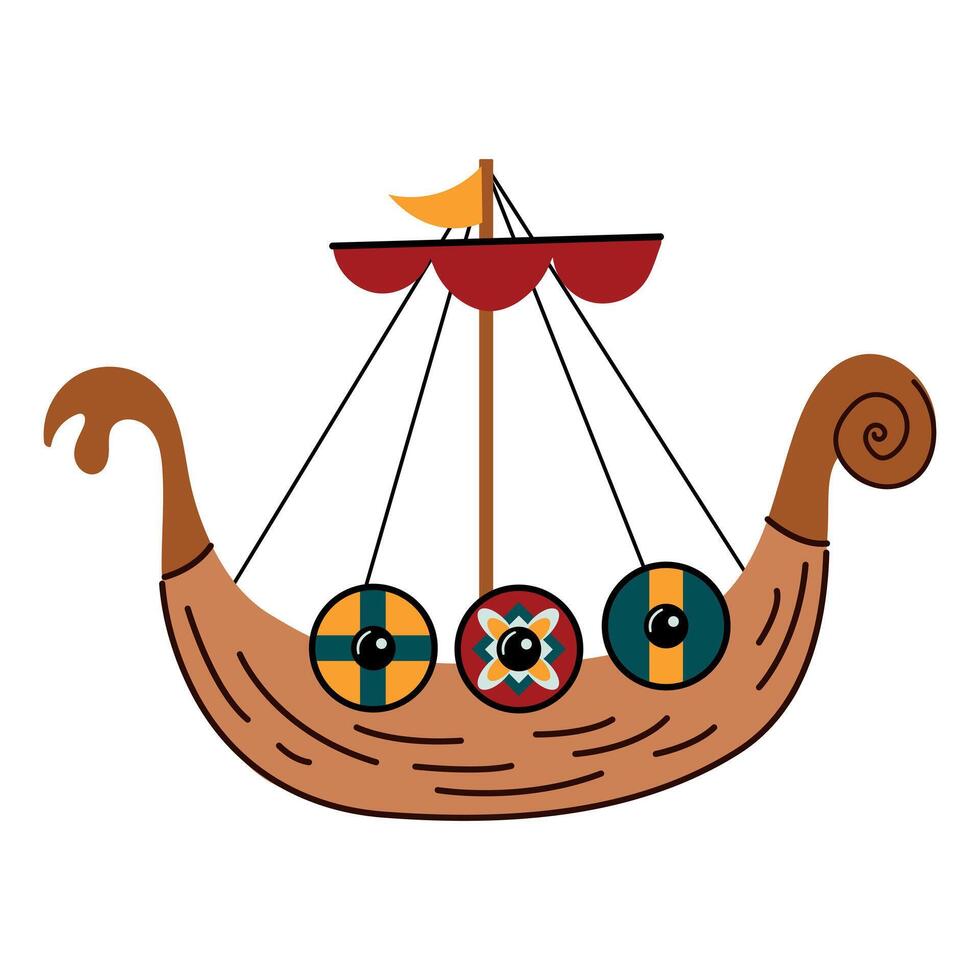 Drakkar. Viking ship on isolated white background. vector