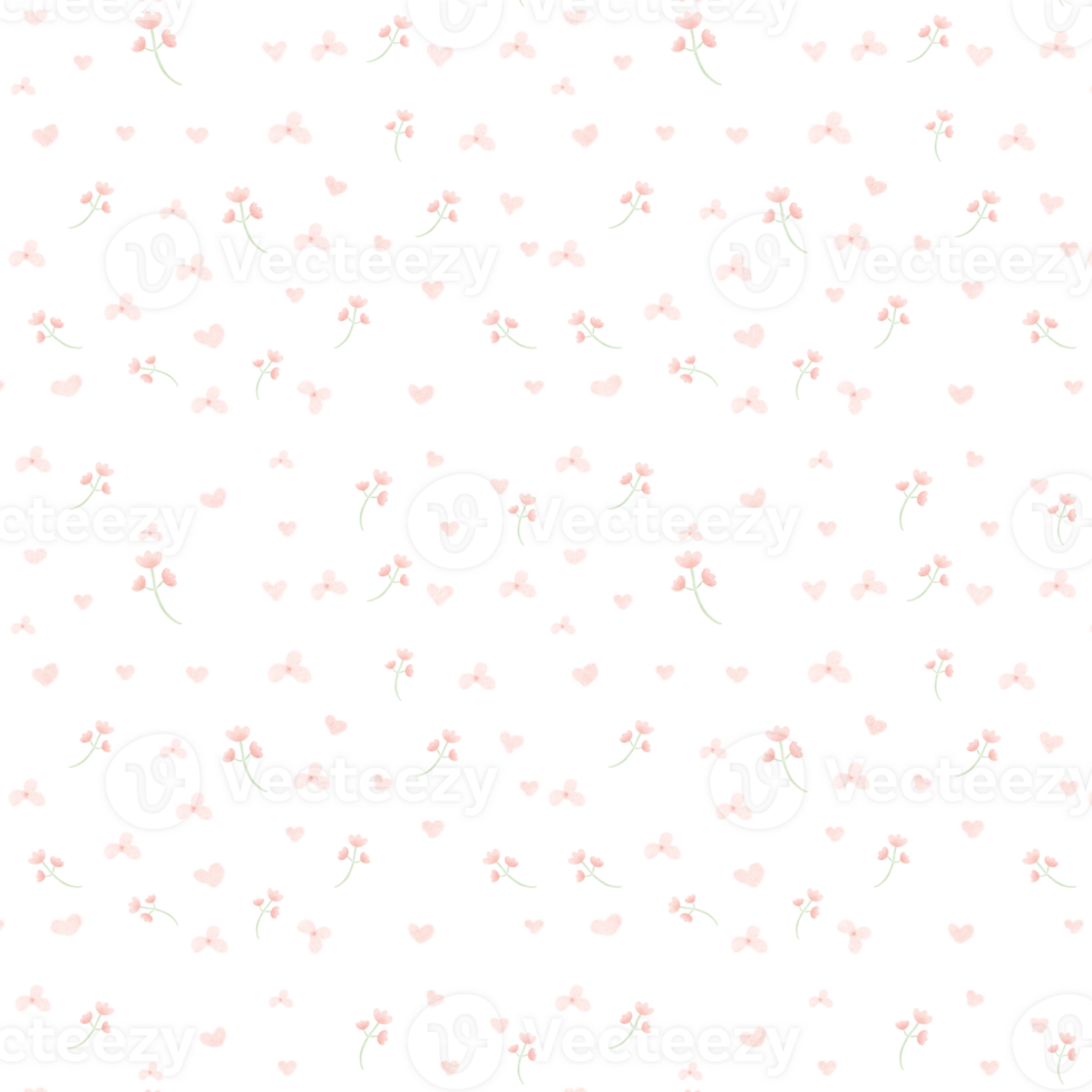 Small heart flower pattern, sweet color, Seamless png