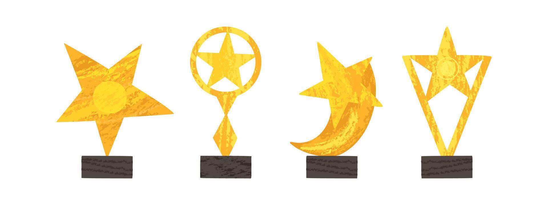 Gold winner cup with gilding effect. Trophy, victory, competition, challenge. illustration in flat style. vector