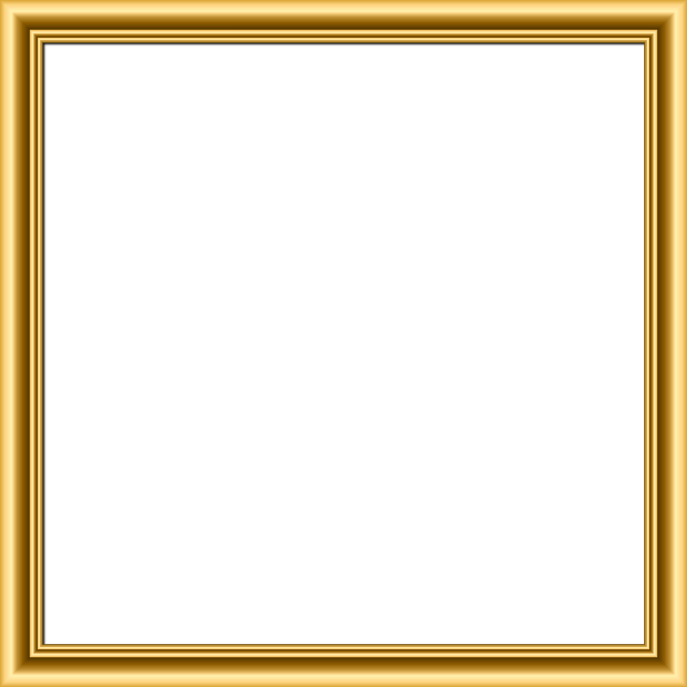 Transparent square golden photo frame png