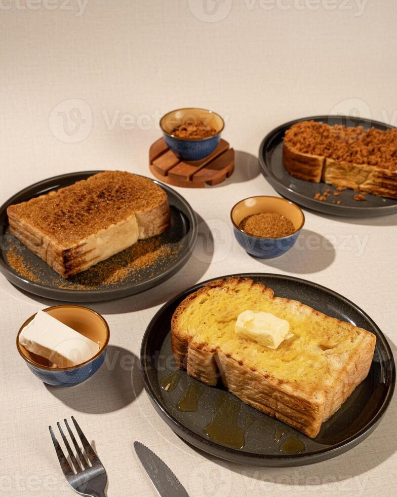 Typical Indonesian steamed bread and toast with various fillings photo